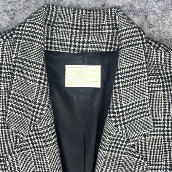 Vtg Pendleton Houndstooth Blazer Womens Size 14 100% Virgin Wool One Button USA - Picture 2 of 10